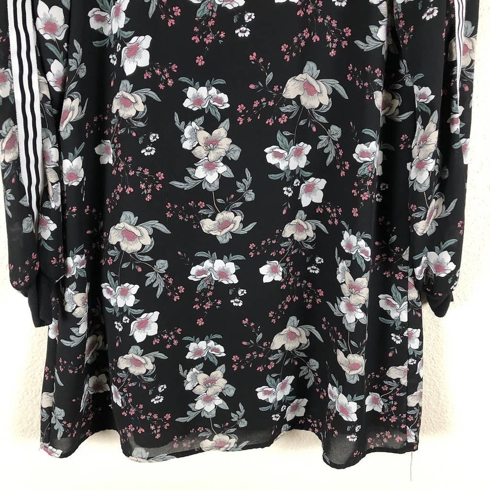 Love Reign Dress Black Floral Contrast Racer Stripes‎ Knee Length Size Small - Picture 4 of 16